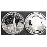 (2) 1 OZ .999 SILVER 2023 CHRISTMAS ROUNDS (2) 1 OZ .999 SILVER 2023 CHRISTMAS ROUNDS