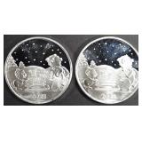 (2) 1 OZ .999 SILVER 2023 XMAS SLED ROUNDS