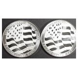 (2) 1 OZ .999 SILVER FLAG ROUNDS (2) 1 OZ .999 SILVER FLAG ROUNDS