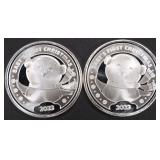 (2) 1 OZ .999 SILVER 2023 BABYS FIRST XMAS ROUNDS (2) 1 OZ .999 SILVER 2023 BABYS FIRST XMAS ROUNDS