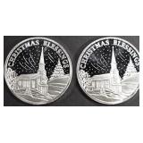 (2) 1 OZ .999 SILVER 2023 XMAS BLESSINGS ROUNDS (2) 1 OZ .999 SILVER 2023 XMAS BLESSINGS ROUNDS