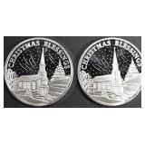 (2) 1 OZ .999 SILVER 2023 XMAS BLESSINGS ROUNDS