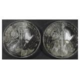 (2) 1 OZ .999 SILVER AUSTRIAN PHILHARMONIC ROUNDS