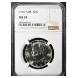 1966 SMS KENNEDY HALF DOLLAR NGC MS68