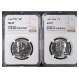 1965 & 1966 SMS KENNEDY HALF DOLLARS NGC MS67