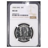 1965 SMS KENNEDY HALF DOLLAR NGC MS68 1965 SMS KENNEDY HALF DOLLAR NGC MS68