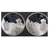 (2) 1 OZ .999 SILVER 2023 XMAS SLED ROUNDS (2) 1 OZ .999 SILVER 2023 XMAS SLED ROUNDS