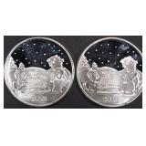 (2) 1 OZ .999 SILVER 2023 XMAS SLED ROUNDS