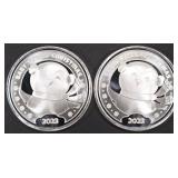 (2) 1 OZ .999 SILVER 2023 BABYS FIRST XMAS ROUNDS