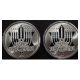 (2) 1 OZ .999 SILVER 2023 HANUKKAH ROUNDS (2) 1 OZ .999 SILVER 2023 HANUKKAH ROUNDS
