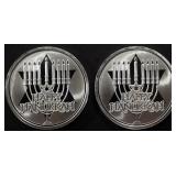 (2) 1 OZ .999 SILVER 2023 HANUKKAH ROUNDS