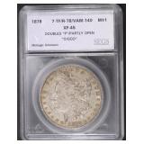 1878 7TF REV. 78 MORGAN DOLLAR VAM-140 SEGS XF-45