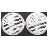 (2) 1 OZ .999 SILVER FLAG ROUNDS (2) 1 OZ .999 SILVER FLAG ROUNDS