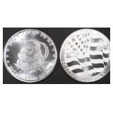 (2) 1 OZ .999 SILVER FLAG & SNAKE ROUNDS