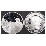 (2) 1 OZ .999 SILV 2023 XMAS SLED&BABYS 1ST ROUNDS