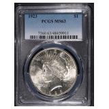 1923 PEACE DOLLAR PCGS MS63