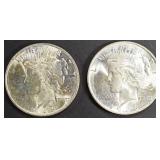 (2) 1923 PEACE DOLLARS BU