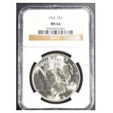1922 PEACE DOLLAR NGC MS64 1922 PEACE DOLLAR NGC MS64