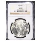 1923 PEACE DOLLAR NGC MS64 1923 PEACE DOLLAR NGC MS64