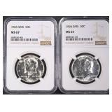 1965 & 1966 SMS KENNEDY HALF DOLLARS NGC MS67