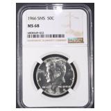 1966 SMS KENNEDY HALF DOLLAR NGC MS68