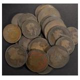 (10) LG BRITISH PENNIES & (15) BRITISH 1/2 PENNIES