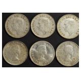 1950-1955 SILVER CANADIAN QUARTERS 1950-1955 SILVER CANADIAN QUARTERS