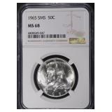 1965 SMS KENNEDY HALF DOLLAR NGC MS68