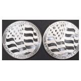 (2) 1 OZ .999 SILVER FLAG ROUNDS (2) 1 OZ .999 SILVER FLAG ROUNDS