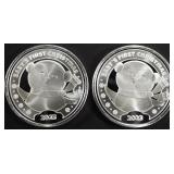 (2) 1 OZ .999 SILVER 2023 BABYS FIRST XMAS ROUNDS (2) 1 OZ .999 SILVER 2023 BABYS FIRST XMAS ROUNDS