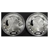 (2) 1 OZ .999 SILVER 2023 BABYS FIRST XMAS ROUNDS