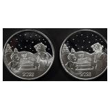 (2) 1 OZ .999 SILVER 2023 XMAS SLED ROUNDS (2) 1 OZ .999 SILVER 2023 XMAS SLED ROUNDS