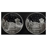 (2) 1 OZ .999 SILVER 2023 XMAS SLED ROUNDS