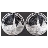 (2) 1 OZ .999 SILVER 2023 XMAS BLESSINGS ROUNDS (2) 1 OZ .999 SILVER 2023 XMAS BLESSINGS ROUNDS