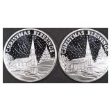 (2) 1 OZ .999 SILVER 2023 XMAS BLESSINGS ROUNDS