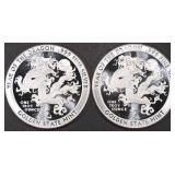 (2) 1 OZ .999 SILVER YEAR OF THE DRAGON ROUNDS