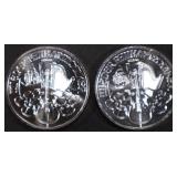 (2) 1 OZ .999 SILVER AUSTRIAN PHILHARMONIC ROUNDS