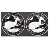 (2) 1 OZ .999 SILVER 2023 SOMALIAN ELEPHANT ROUNDS