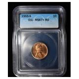 1955-S LINCOLN CENT ICG MS67+ RED