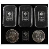 (2) 1/2 OZ, (4) 1/4 OZ .999 SILVER