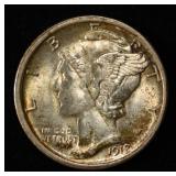1918-S MERCURY DIME GEM BU