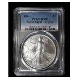 2021 TYPE 2 AMERICAN SILVER EAGLE PCGS MS70