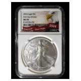 2024 SILVER EAGLE NGC MS-70 1ST DAY ISSUE