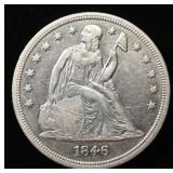 1846 SEATED DOLLAR BU