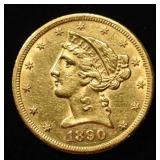 1890-CC $5 GOLD LIBERTY BU
