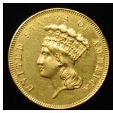 1855 $3 GOLD PRINCESS CH BU