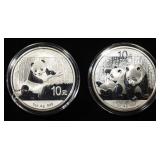 (2) 1 OZ .999 PANDA SILVER ROUNDS