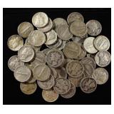 (50) 90% SILVER MERCURY DIMES