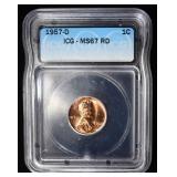 1957-D LINCOLN CENT ICG MS67 RED
