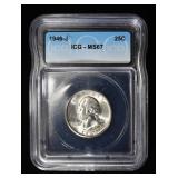 1946-S WASHINGTON QUARTER ICG MS67